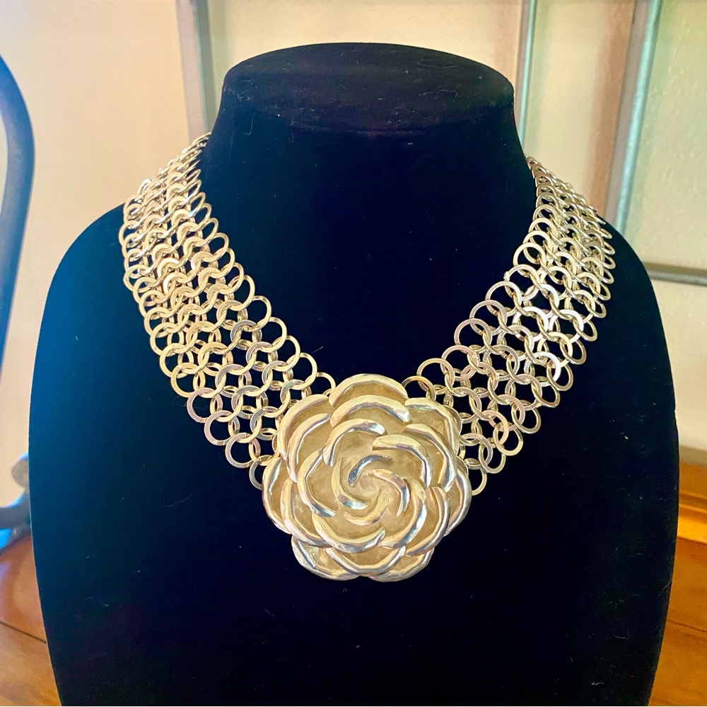 Pat Aerias Sterling Silver Flower Necklace